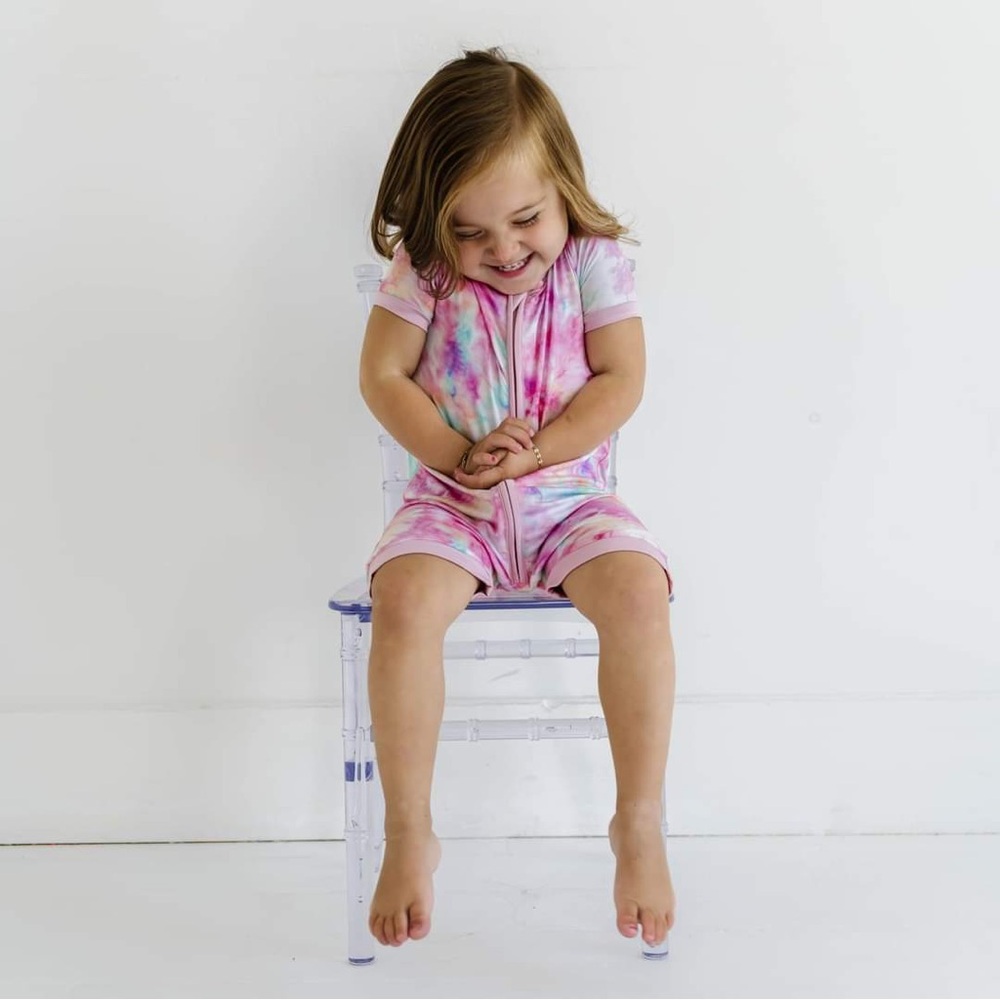 ✨💖 Little Sleepies New Cotton Candy Tie Dye Bamboo Shortie Zippy Size 12-18M 💖✨